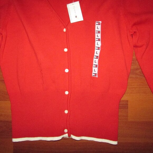 Tommy Hilfiger Red Sporty Cardigan - L - New - Picture 10 of 12